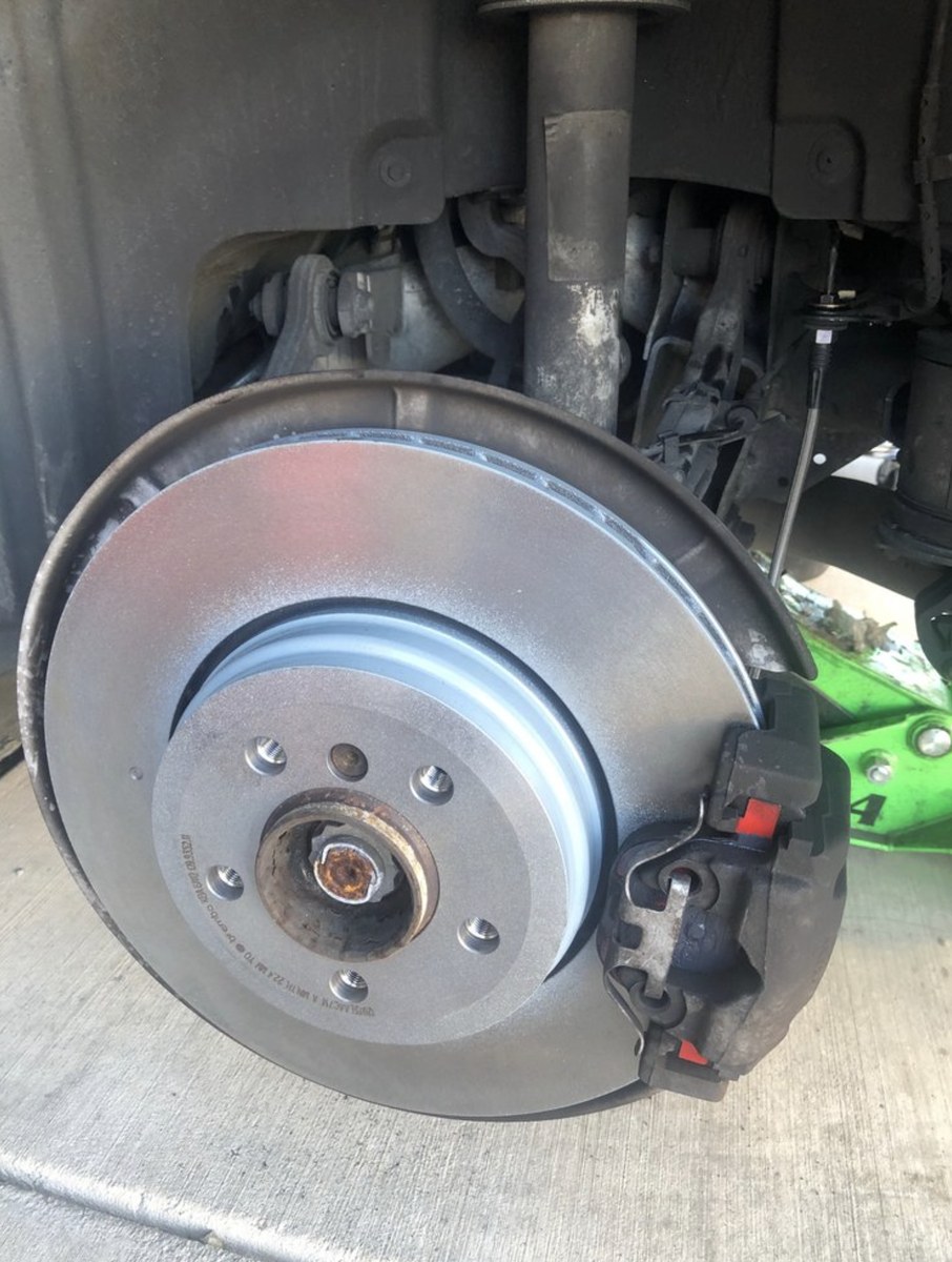New rotor mounted at a Grand Rapids driveway brake job